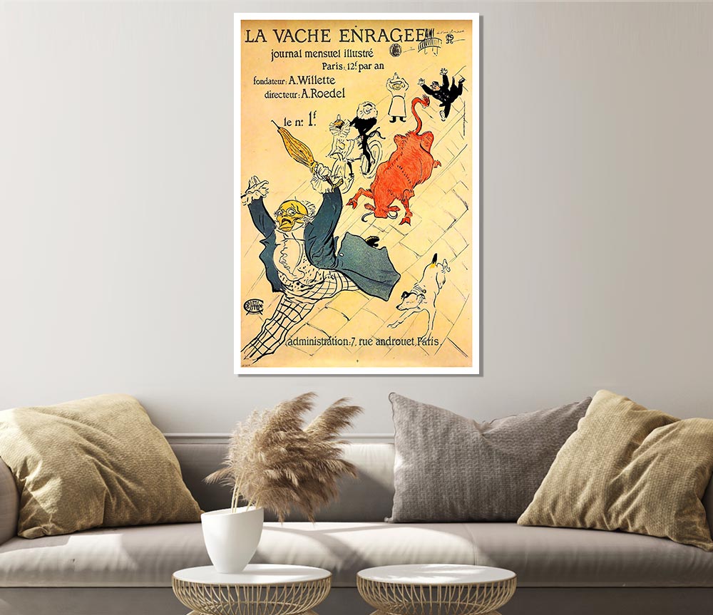 Toulouse Lautrec La Vache Enragee Print Poster Wall Art