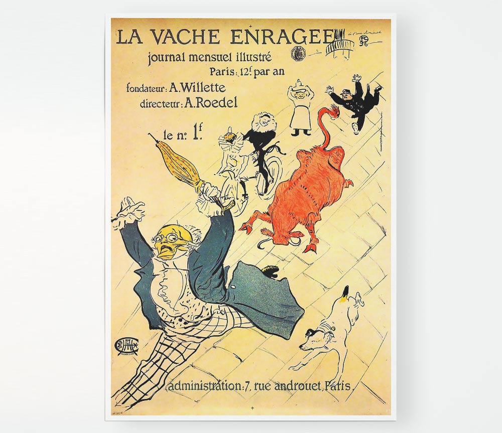 Toulouse Lautrec La Vache Enragee Print Poster Wall Art