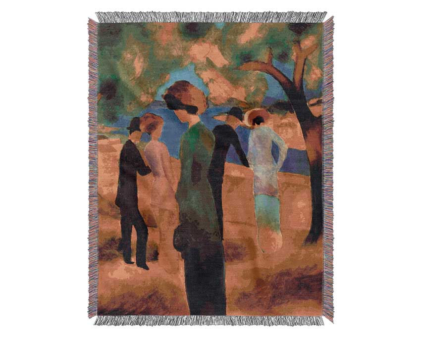 August Macke Lady In A Green Jacket Woven Blanket