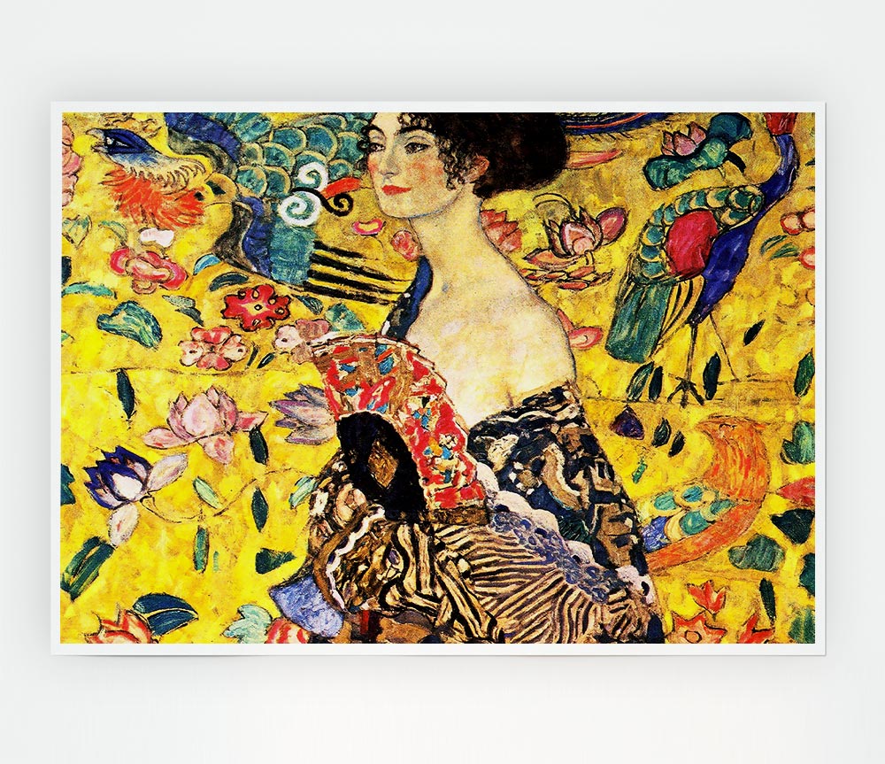 Klimt Lady With Fan Print Poster Wall Art