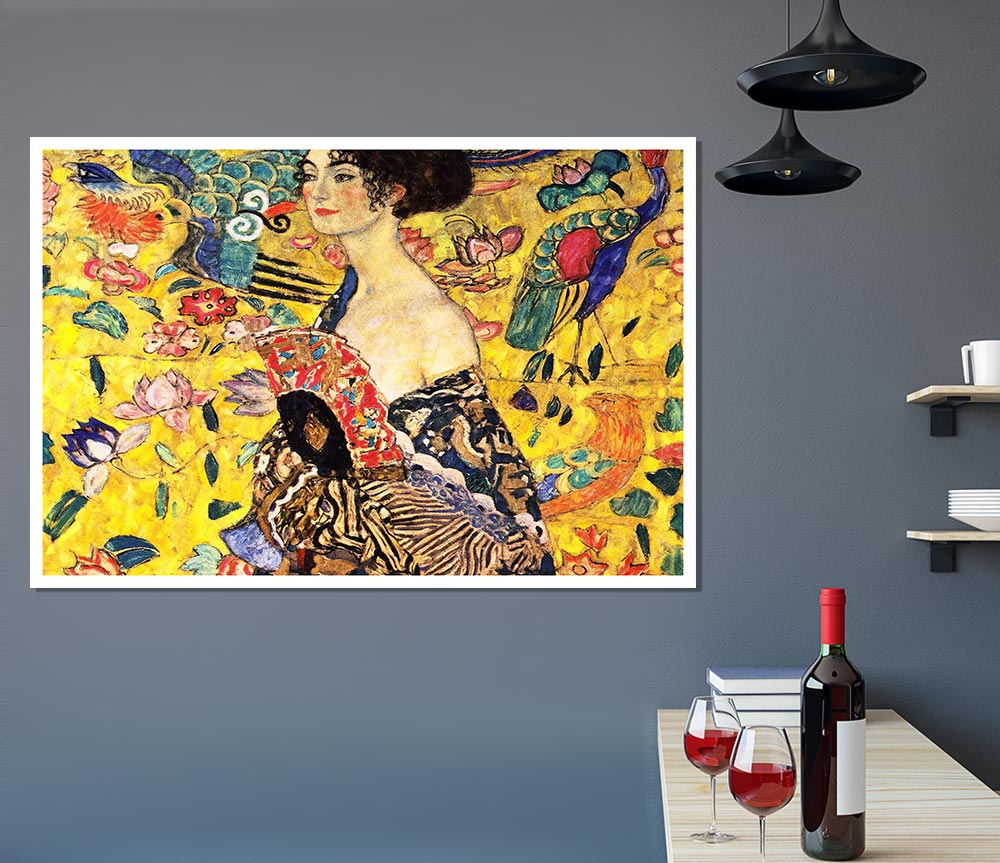 Klimt Lady With Fan Print Poster Wall Art