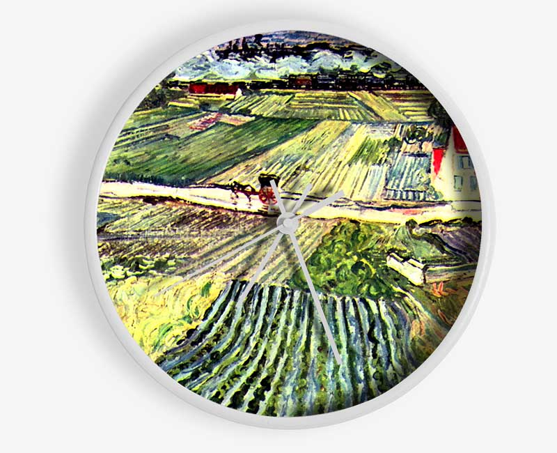 Van Gogh Landscape At Auvers In The Rain 2 Clock - Wallart-Direct UK