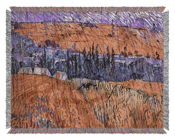 Van Gogh Landscape At Auvers In The Rain Woven Blanket