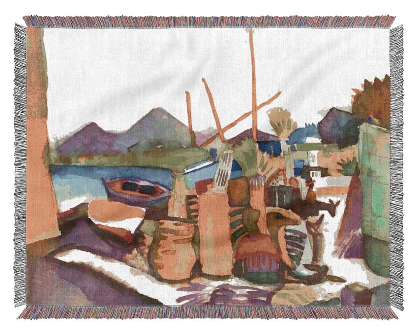 August Macke Landscape At Hammamet Woven Blanket