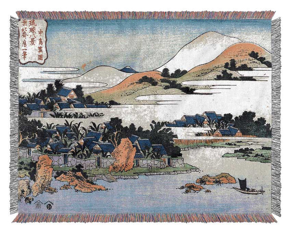 Hokusai Landscape Of Ryukyu Woven Blanket