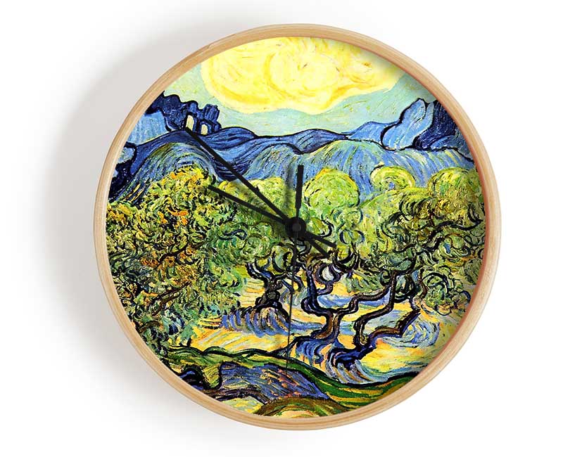 Van Gogh Landscape With Olive Trees Clock - Wallart-Direct UK