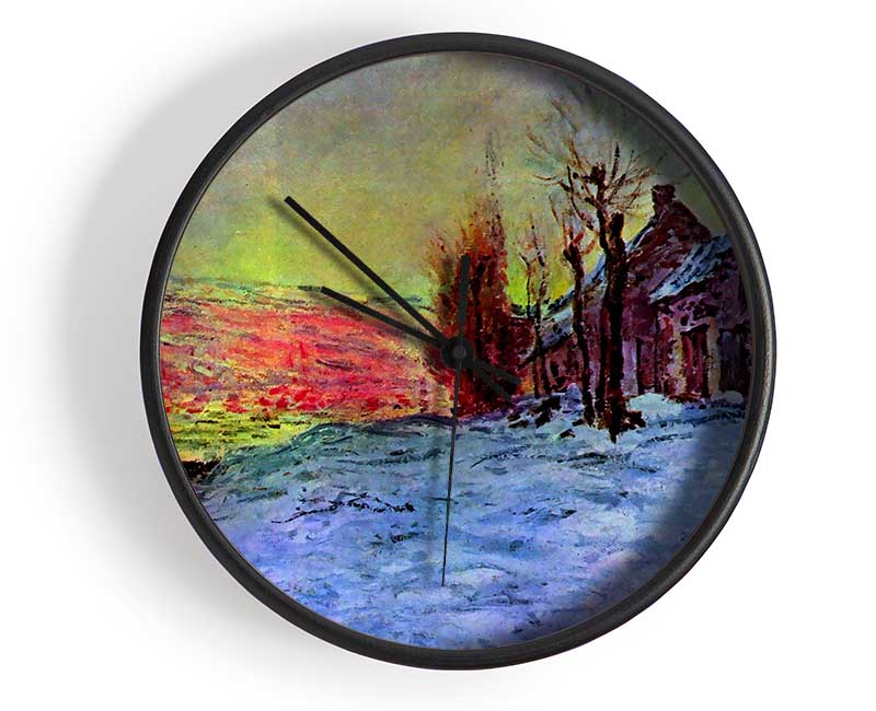 Monet Lava Court Sunshine And Snow Clock - Wallart-Direct UK