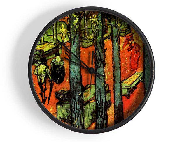 Van Gogh Les Alyscamps Falling Autumn Leaves Clock - Wallart-Direct UK