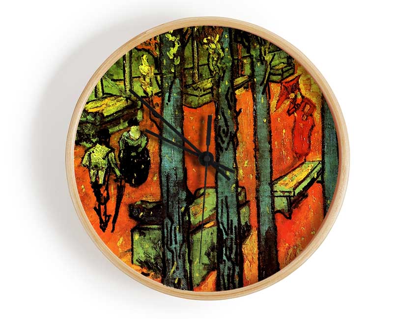 Van Gogh Les Alyscamps Falling Autumn Leaves Clock - Wallart-Direct UK