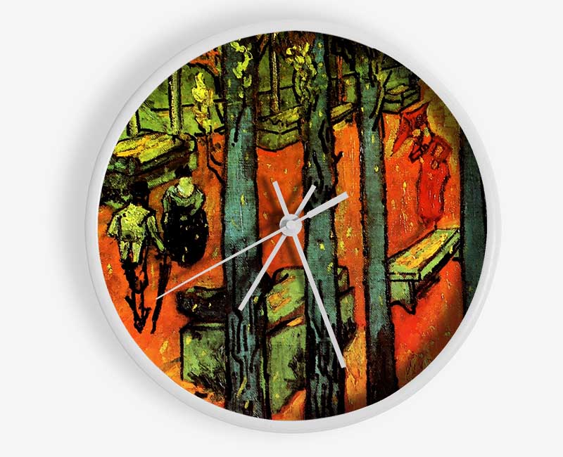 Van Gogh Les Alyscamps Falling Autumn Leaves Clock - Wallart-Direct UK