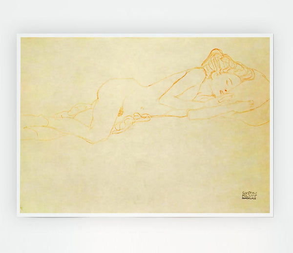 Klimt Liegender Female Nude Print Poster Wall Art