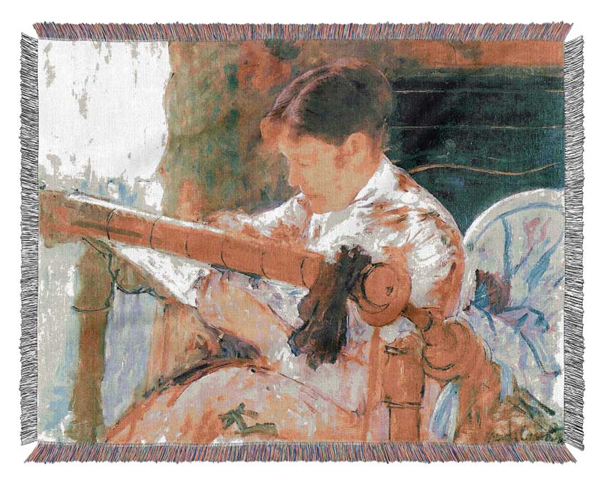 Mary Cassatt Lydia At The Cord Framework Woven Blanket