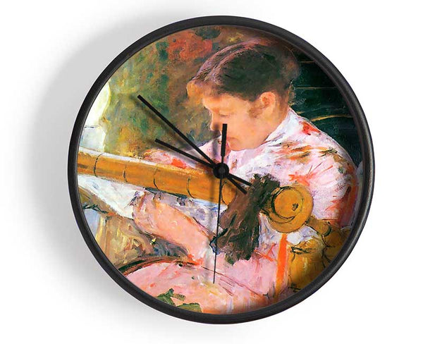 Mary Cassatt Lydia At The Cord Framework Clock - Wallart-Direct UK