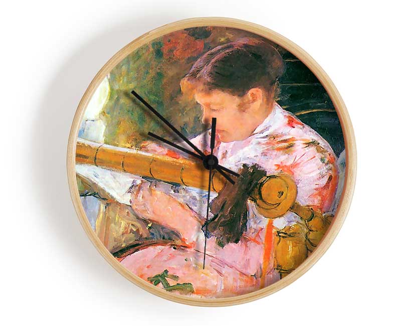 Mary Cassatt Lydia At The Cord Framework Clock - Wallart-Direct UK