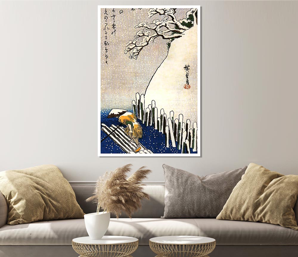 Hiroshige Man On A Raft Print Poster Wall Art