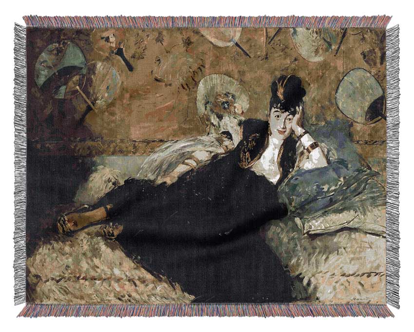 Manet Woman With Fans Woven Blanket