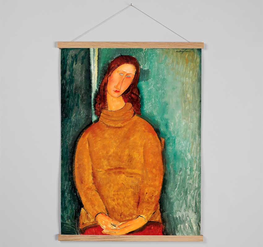 Mondigliani Portrait Of Jeanne Hebuterne Hanging Poster - Wallart-Direct UK