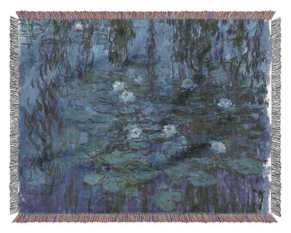 Monet Blue Water Lilies Woven Blanket