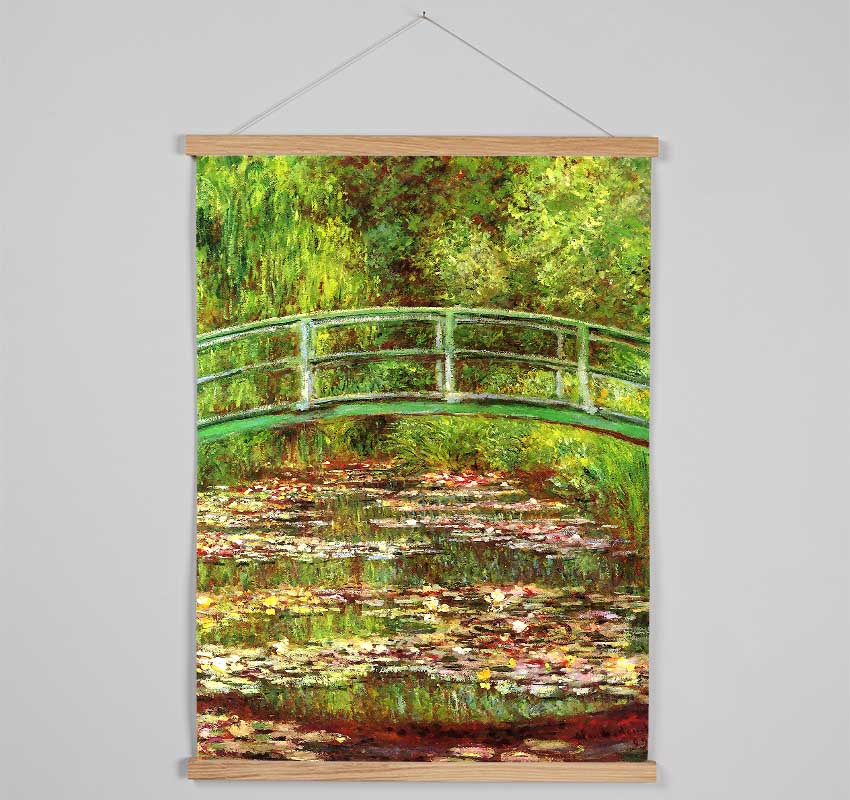 Monet Bridge Over The Sea Rose Pond Hanging Poster - Wallart-Direct UK