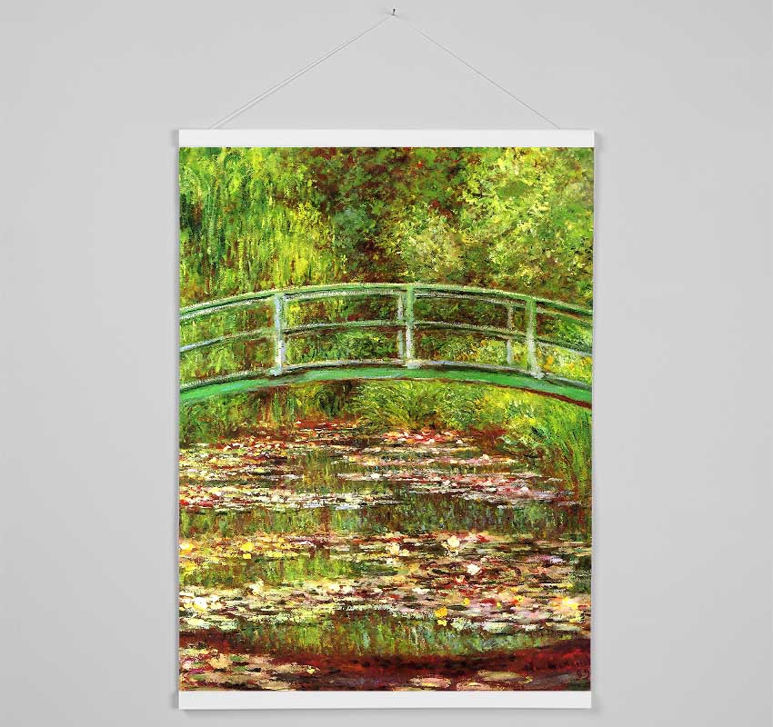 Monet Bridge Over The Sea Rose Pond Hanging Poster - Wallart-Direct UK