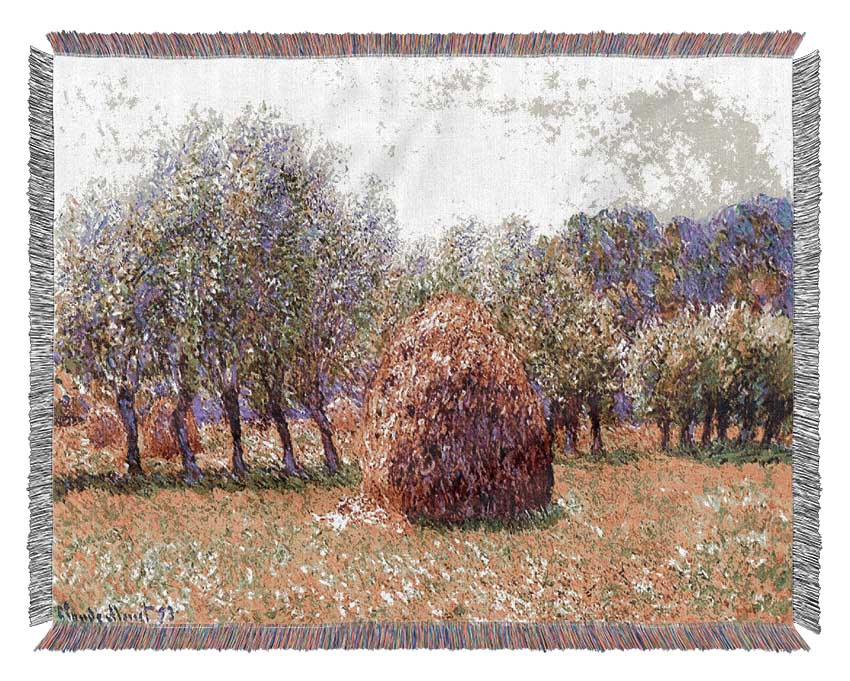 Monet Heap Of Hay In The Field Woven Blanket