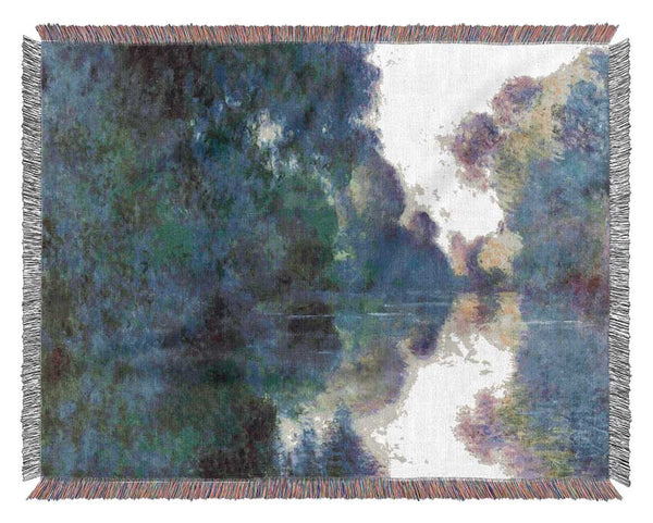 Monet Morning On The Seine At Giverny Woven Blanket