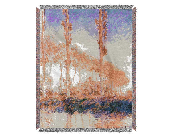 Monet Poplars 2 Woven Blanket