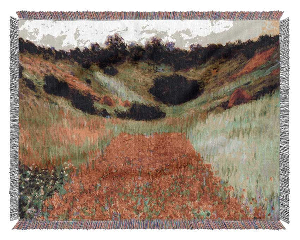 Monet Poppy Field Of Flowers In Giverny Woven Blanket