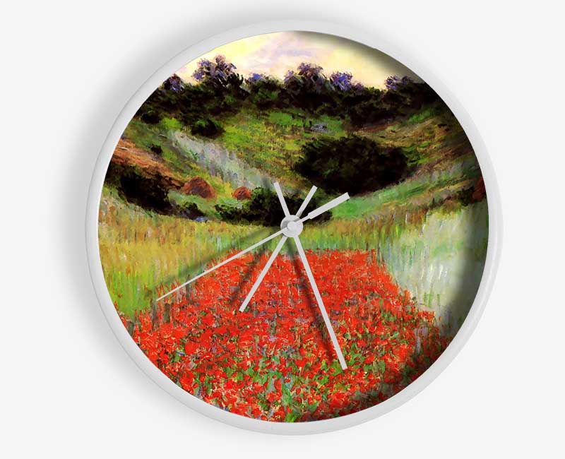 Monet Poppy Field Of Flowers In Giverny Clock - Wallart-Direct UK