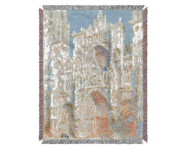 Monet Rouen Cathedral In Sunlight Woven Blanket