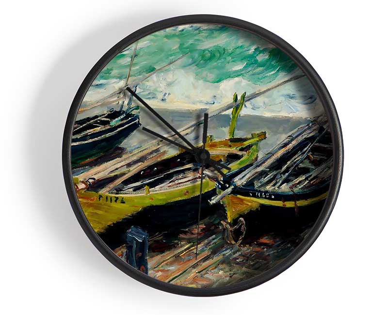 Monet Three Fishing Boats Clock - Wallart-Direct UK