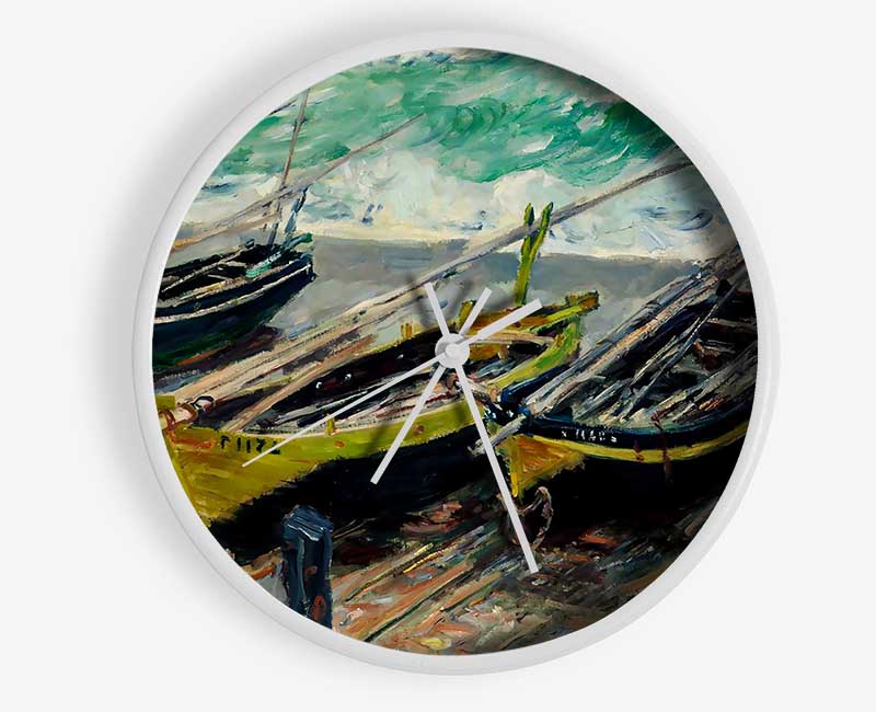 Monet Three Fishing Boats Clock - Wallart-Direct UK