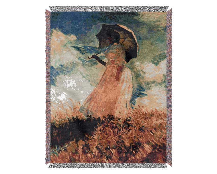 Monet Woman With Parasol Woven Blanket