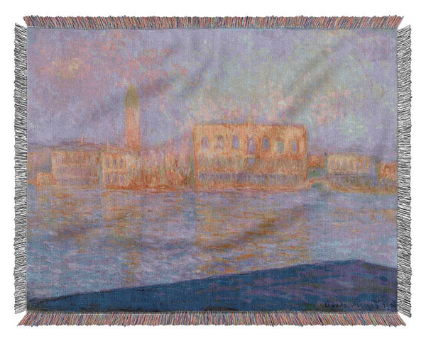 Monet The Doges Palace Sunset Woven Blanket