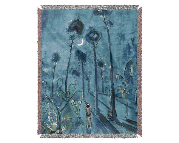 Walter Gramatte Moon Landscape Two Figures Woven Blanket