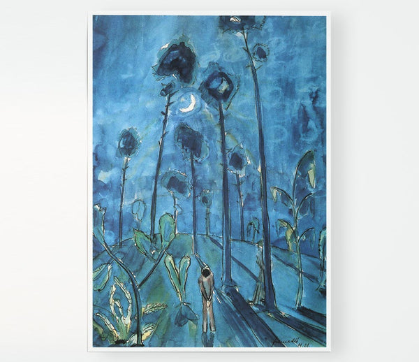 Walter Gramatte Moon Landscape Two Figures Print Poster Wall Art