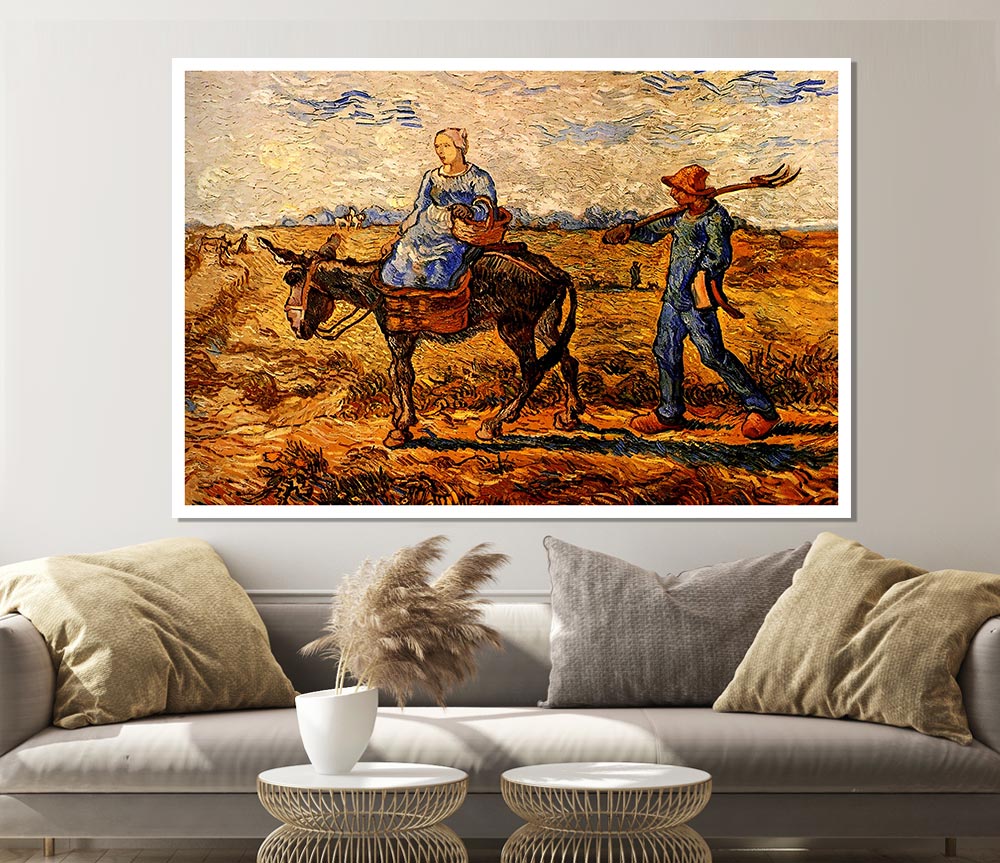 Van Gogh Morning Peasant Couple Going To Work Print Poster Wall Art