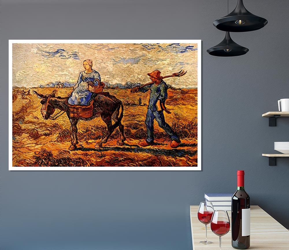 Van Gogh Morning Peasant Couple Going To Work Print Poster Wall Art