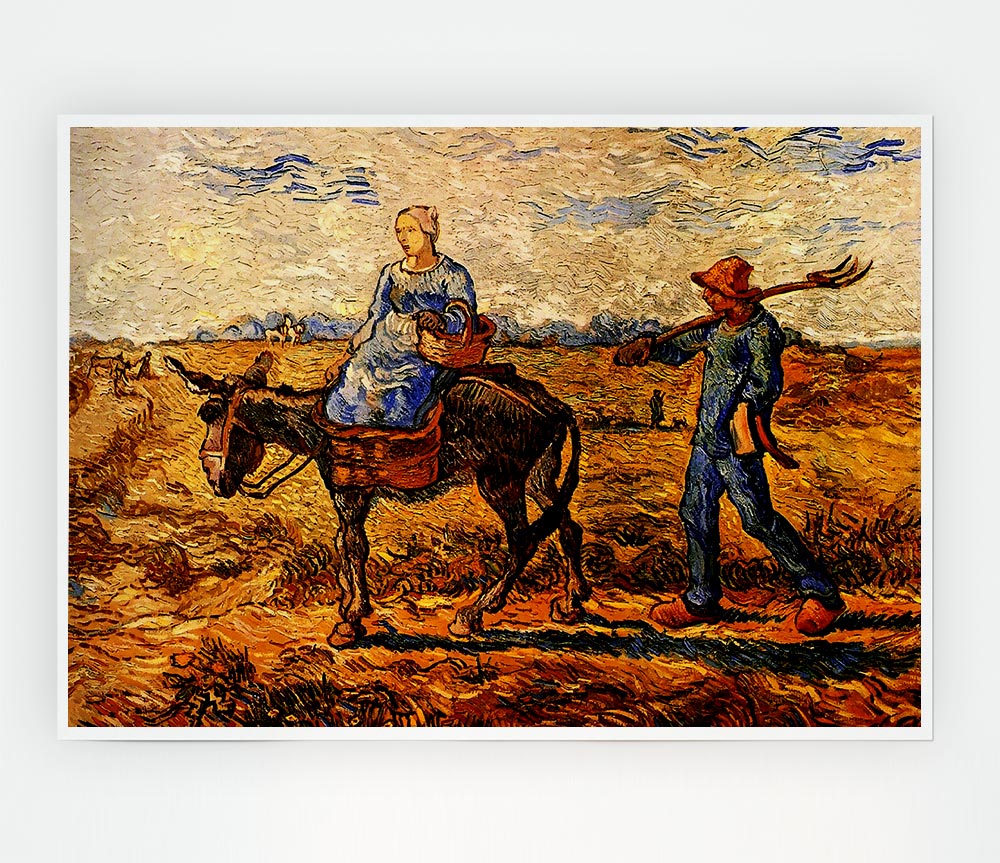 Van Gogh Morning Peasant Couple Going To Work Print Poster Wall Art