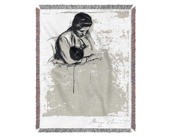 Cassatt Mother Nurses Child Woven Blanket