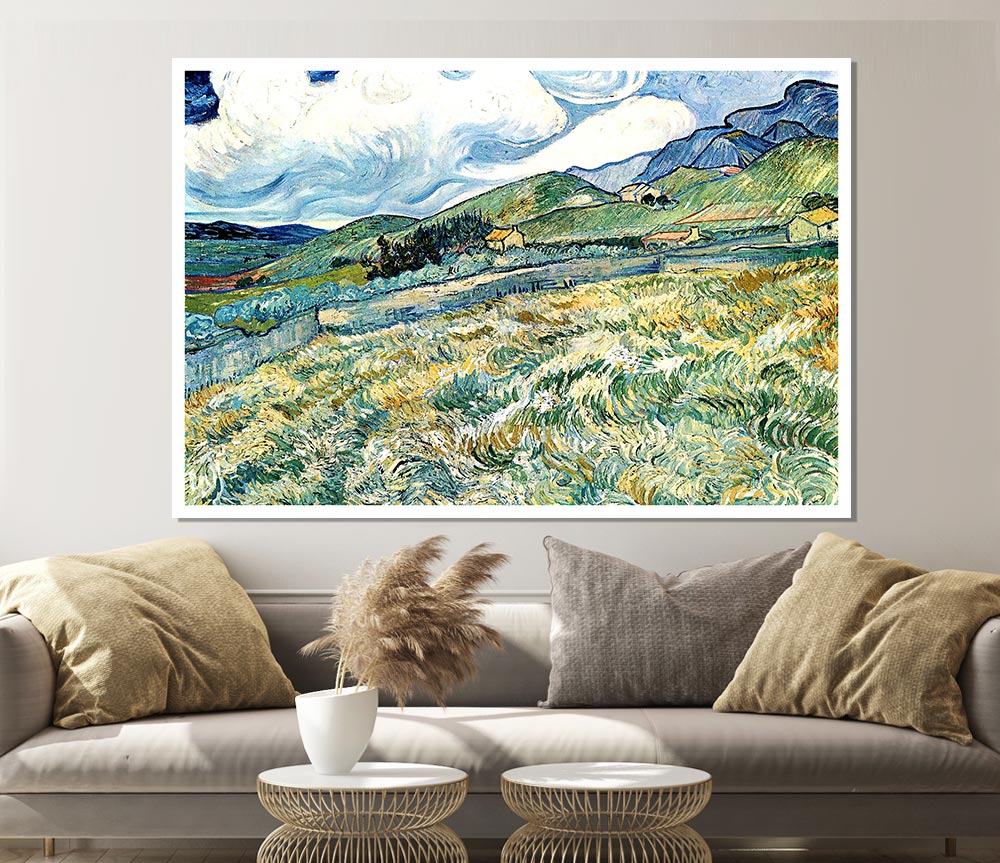 Van Gogh Mountain Landscape Behind The Hospital Saint Paul Print Poster Wall Art