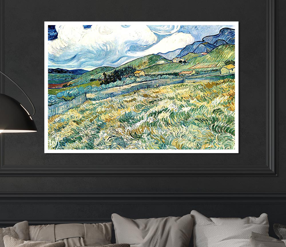 Van Gogh Mountain Landscape Behind The Hospital Saint Paul Print Poster Wall Art