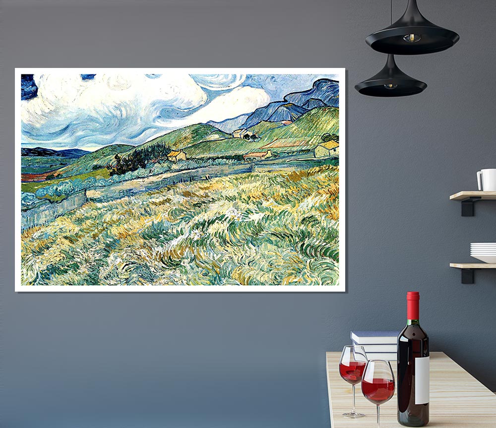 Van Gogh Mountain Landscape Behind The Hospital Saint Paul Print Poster Wall Art