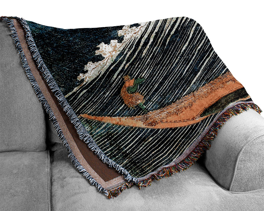 Hokusai Ocean Landscape 2 Woven Blanket