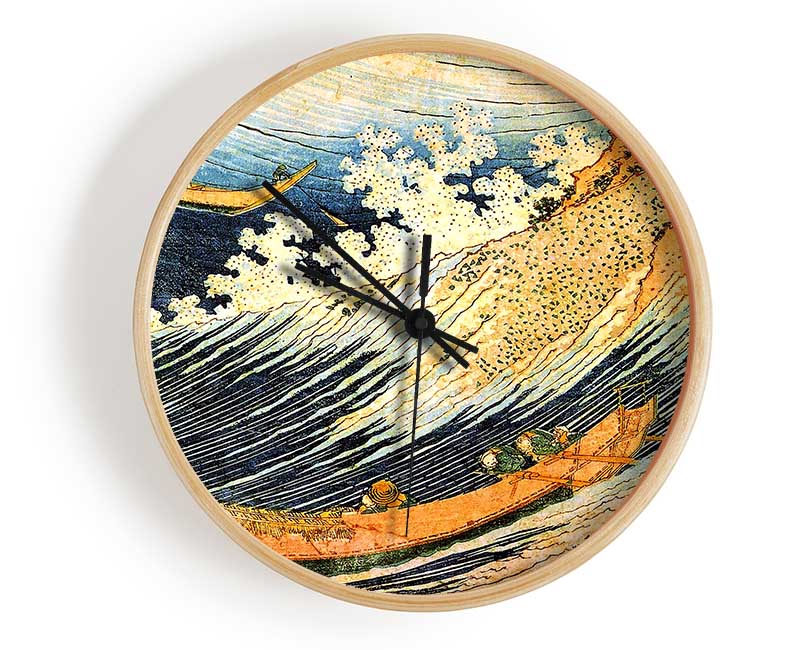 Hokusai Ocean Landscape 2 Clock - Wallart-Direct UK