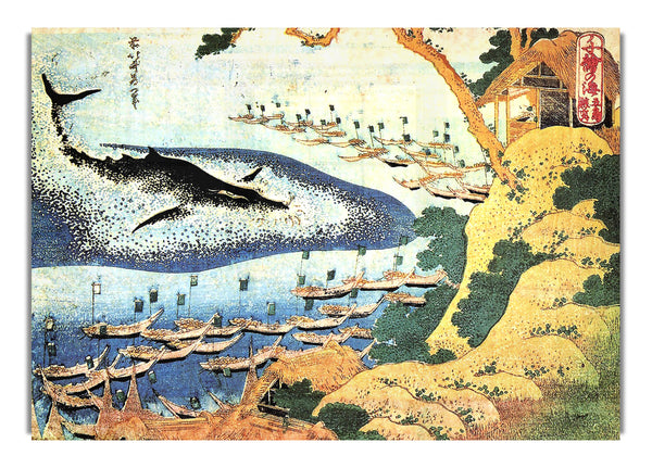 Ocean Landscape And Whale By Hokusai