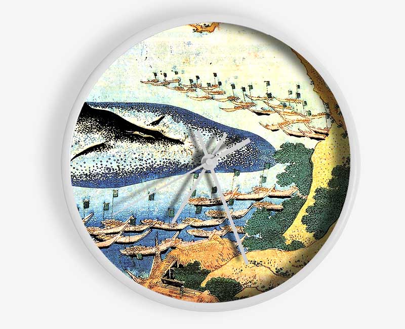 Hokusai Ocean Landscape And Whale Clock - Wallart-Direct UK