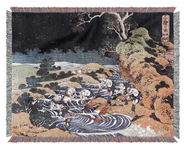 Hokusai Ocean Landscape Woven Blanket