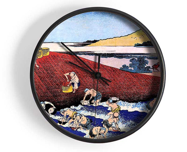 Hokusai Ocean Landscape With Fishermen Clock - Wallart-Direct UK