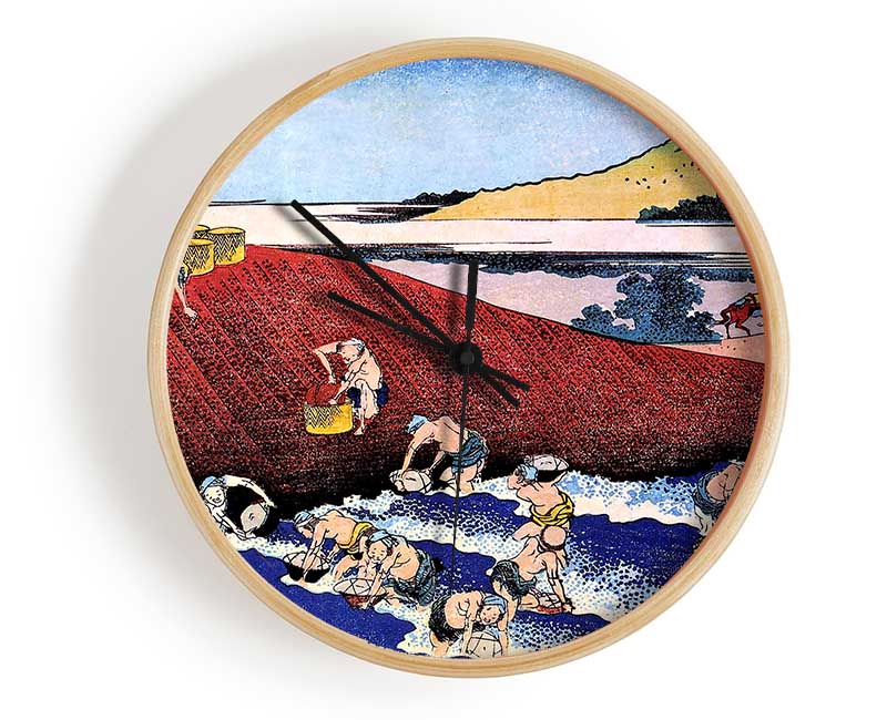 Hokusai Ocean Landscape With Fishermen Clock - Wallart-Direct UK